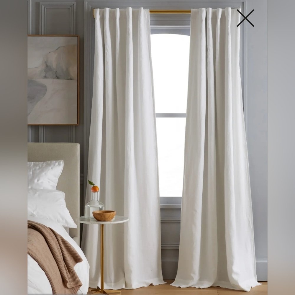 NWT! Quince Linen White Blackout Curtains Set Of 2 Panels! 48"x 84" (E68)